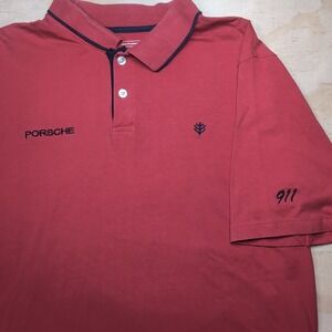 Coolibar Polo Shirt Men Large UPF 50 Porsche 911 Red/Navy Blue